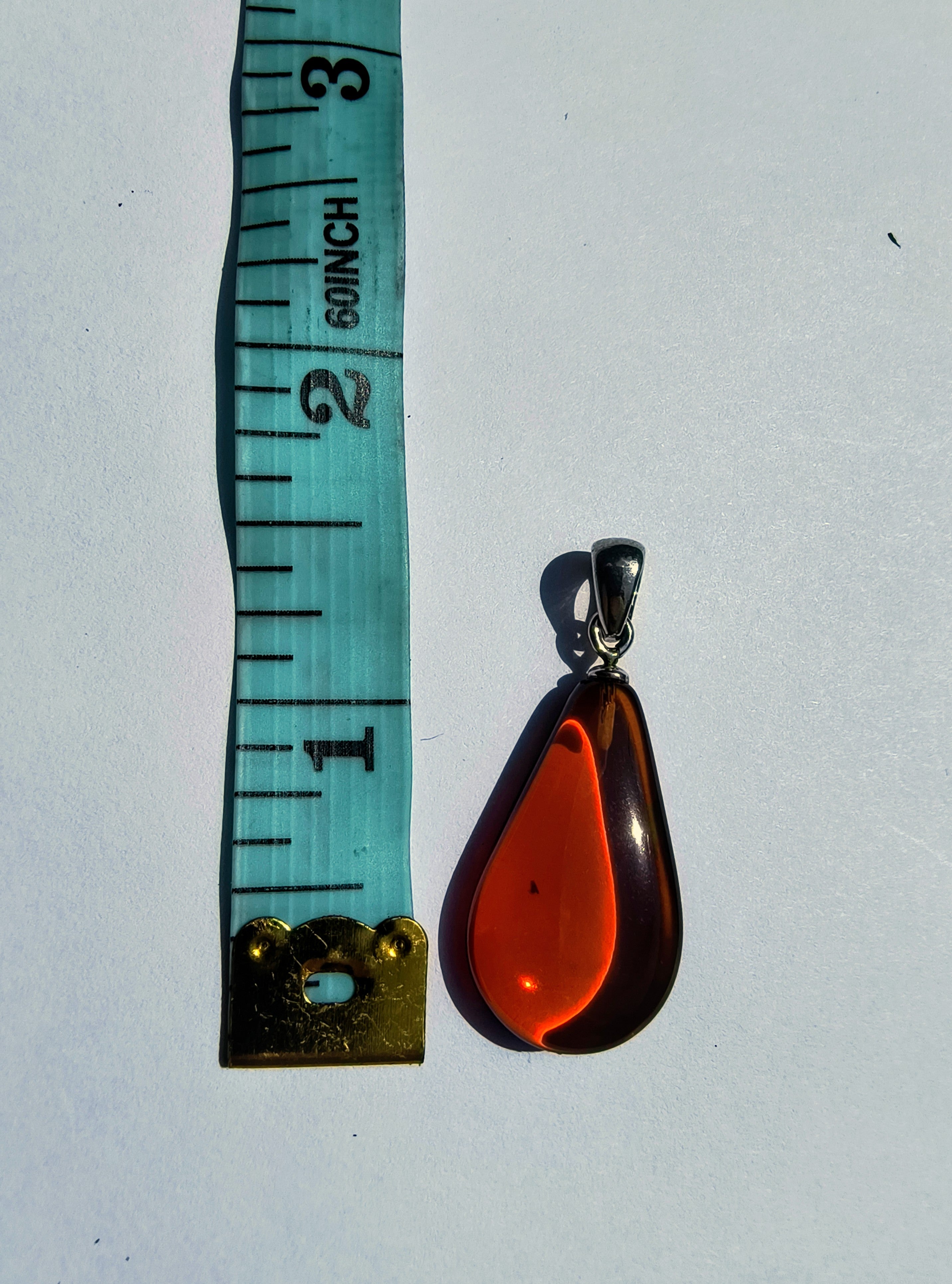 Baltic Amber and Stamped 925 Silver Small Teardrop Pendant