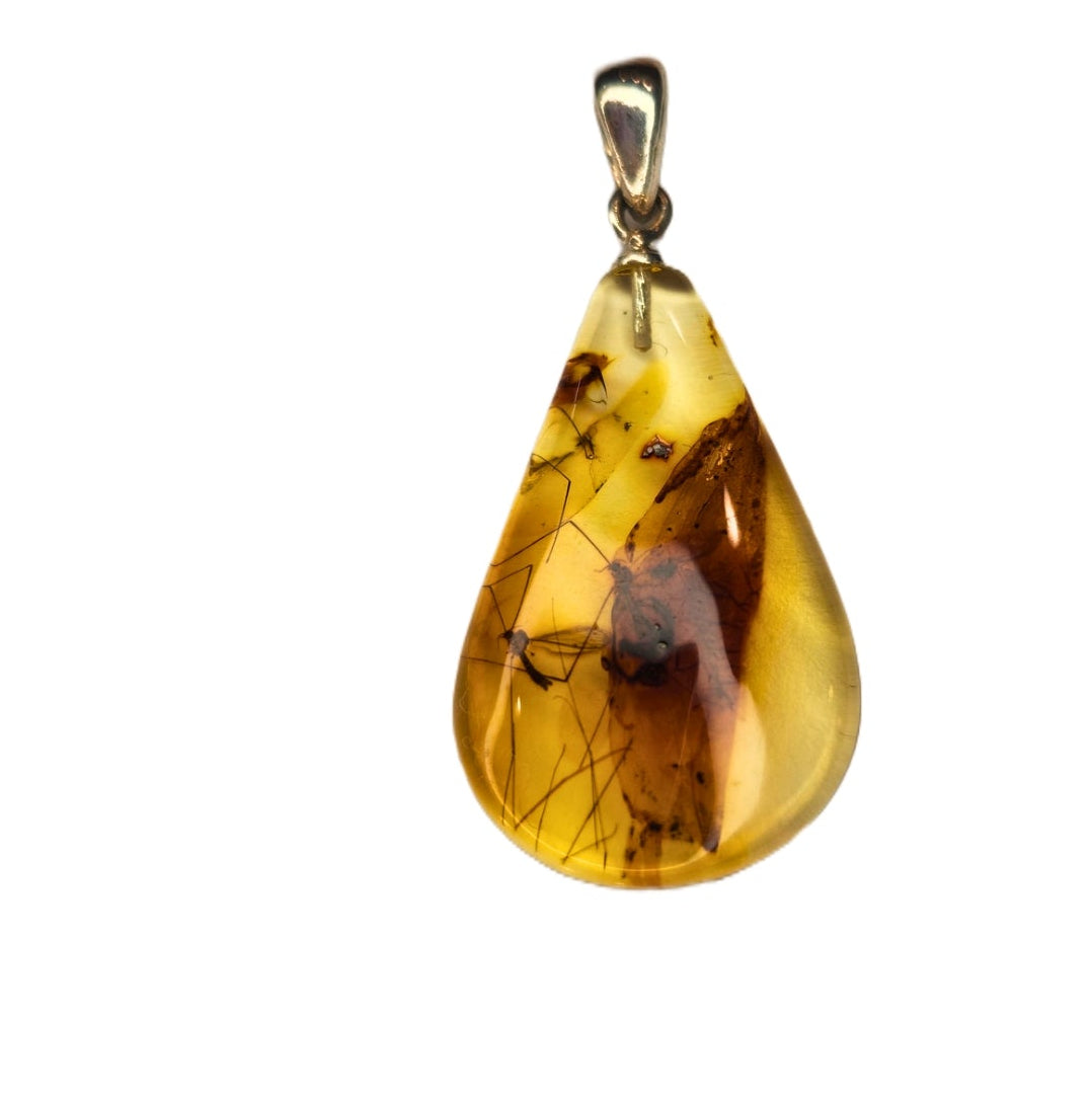 Baltic Amber and Stamped 925 Sterling Silver Pendant 2