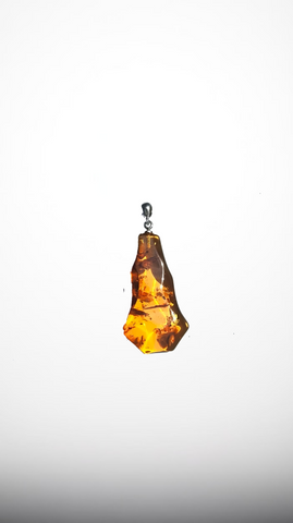 Baltic Amber and Stamped 925 Silver Unique Pendant
