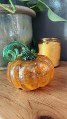 Artisan hand blown glass pumpkin Large
