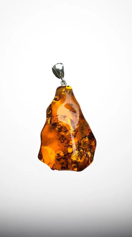 Baltic Amber and Stamped 925 Sterling Silver Pendant