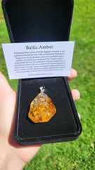 Baltic Amber and Stamped 925 Sterling Silver Pendant