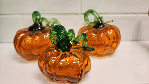 Set of artisan hand blown glass pumpkins (3pcs)