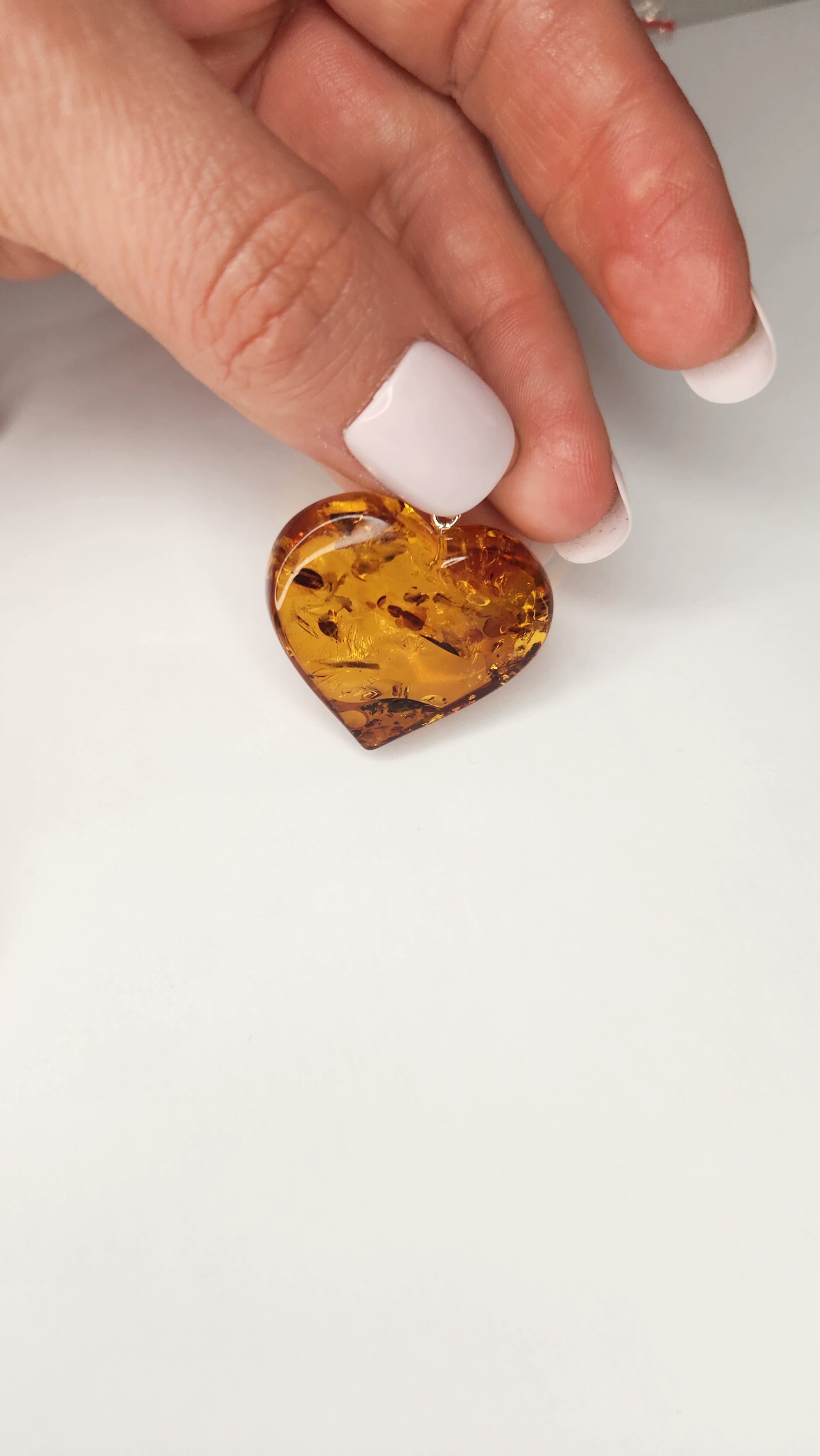 Premium Baltic Amber Heart Pendant (10g, 1.1")