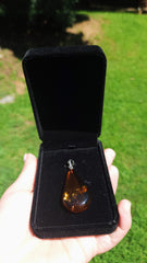Baltic Amber and Stamped 925 Silver Pendant Long Teardrop