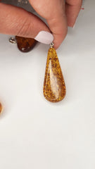 Long Baltic Amber Drop Pendant (.925 Silver, Premium Quality)