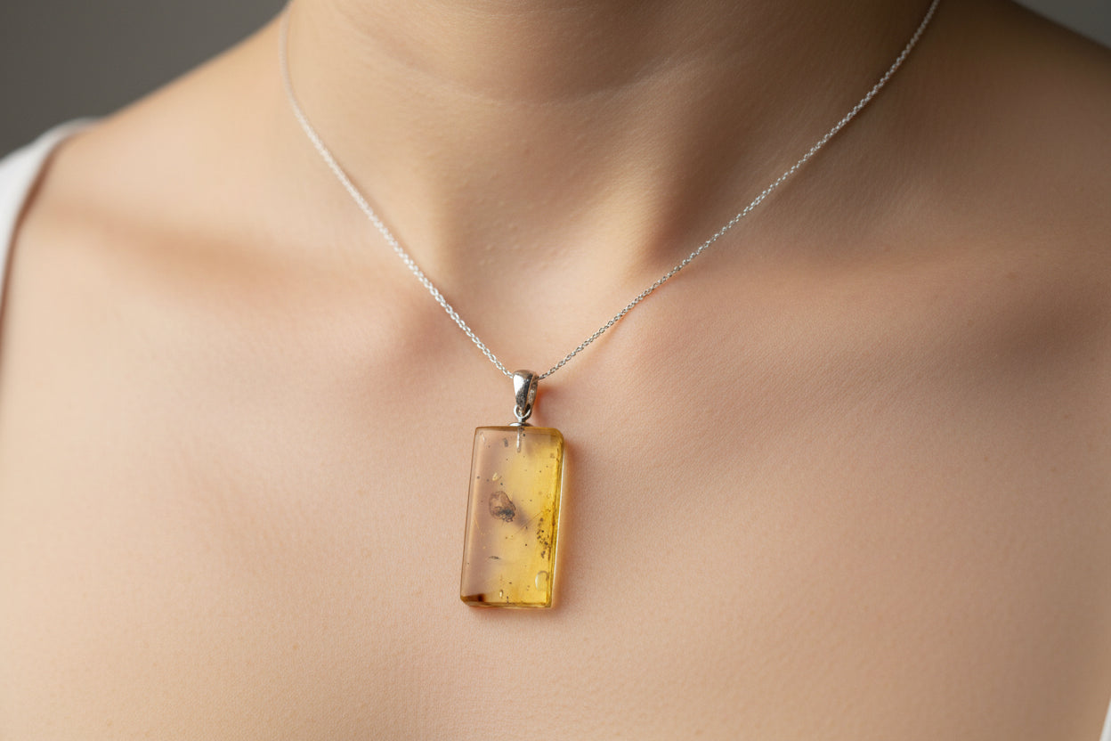 Baltic Amber and Stamped 925 Silver Shape 1 Pendant
