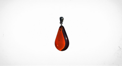 Baltic Amber and Stamped 925 Silver Small Teardrop Pendant