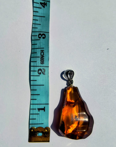 Baltic Amber and Stamped 925 Silver Shape 1 Pendant