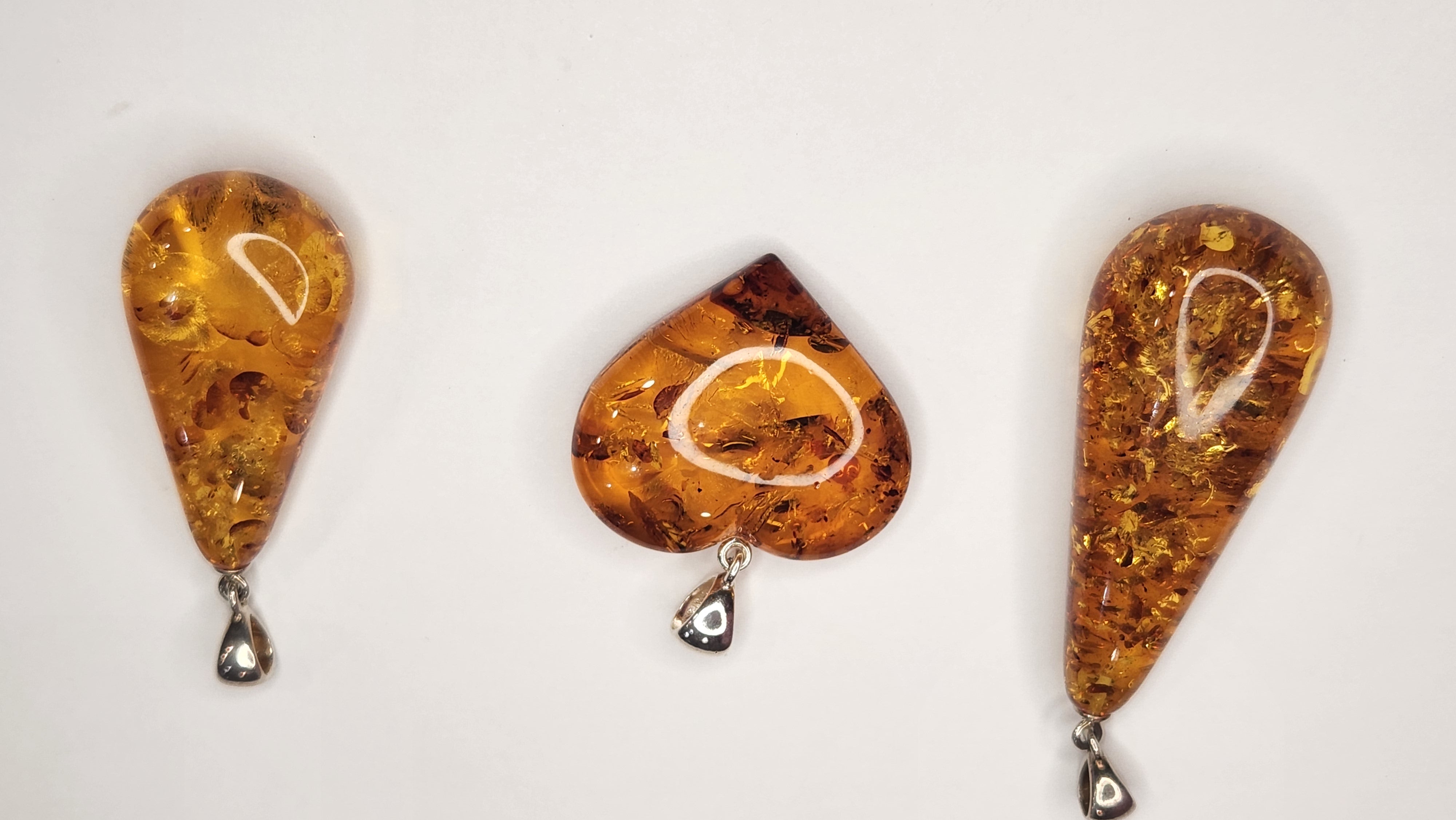 Long Baltic Amber Drop Pendant (.925 Silver, Premium Quality)